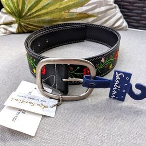 Olga Santini floral black leather belt S